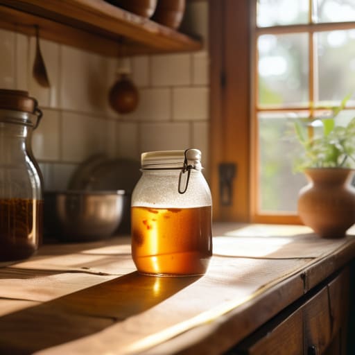 Person making kombucha at home.