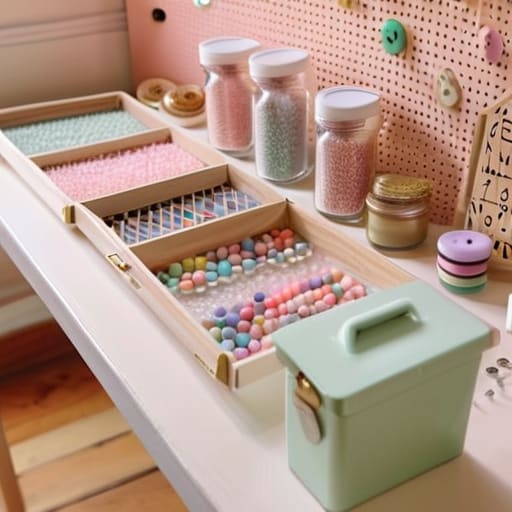 Organizing craft room with storage bins.