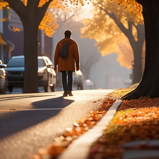 Person walking in the evening.