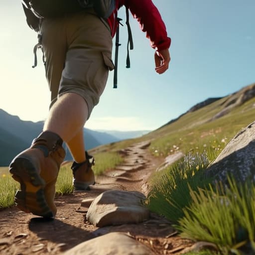 Person walking in the mountains.